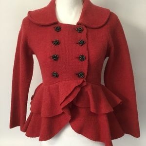 Anthropologie Charlie & Robin/red peplum sweaterXS